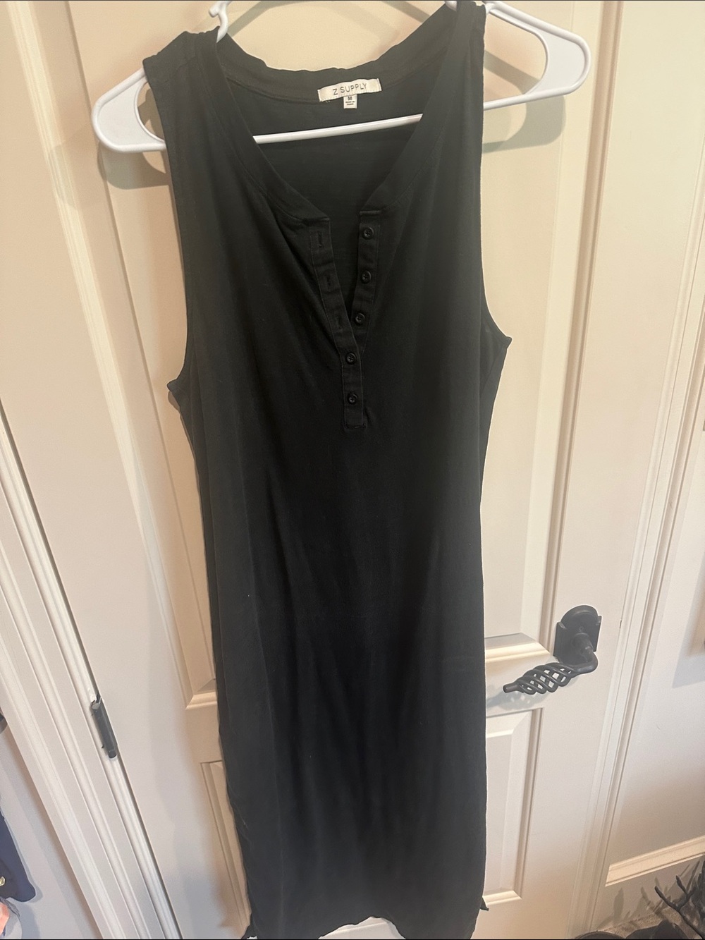 Z Supply Black Sleeveless Henley Midi Dress